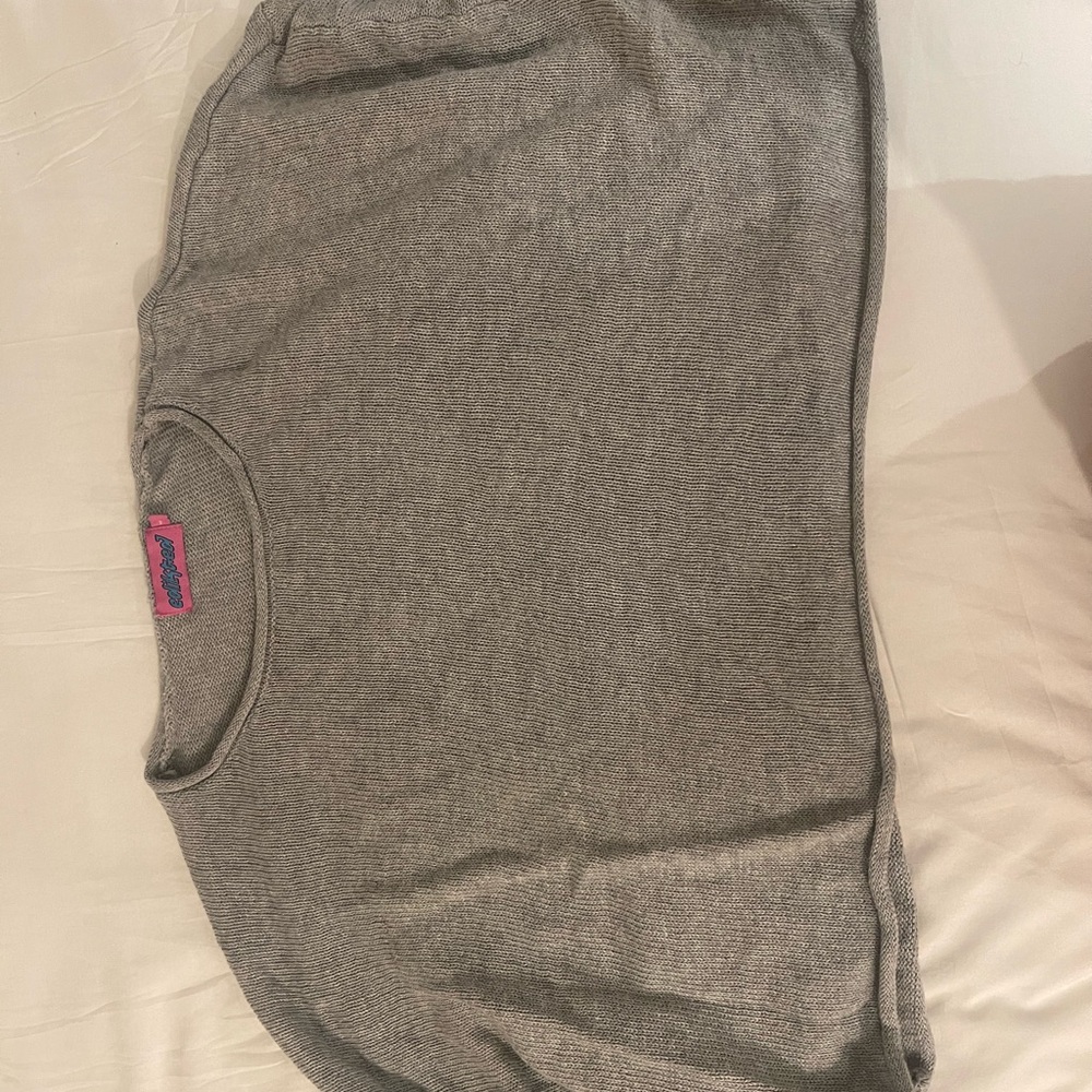 Gray Cropped Knit Sweater